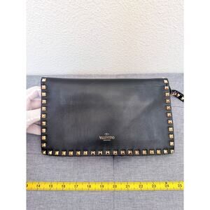 Authentic Valentino Garavani Rockstud Leather Clutch